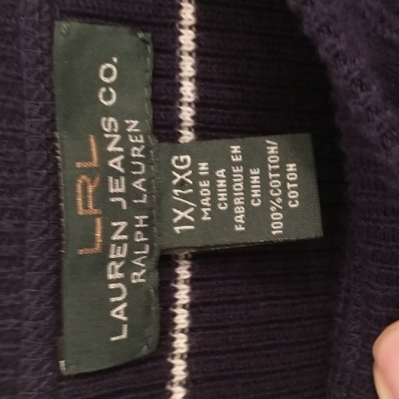 Ralph Lauren Sweater Dress Navy White Stripe Long Sleeve LRL 100% Cotton - Picture 4 of 6